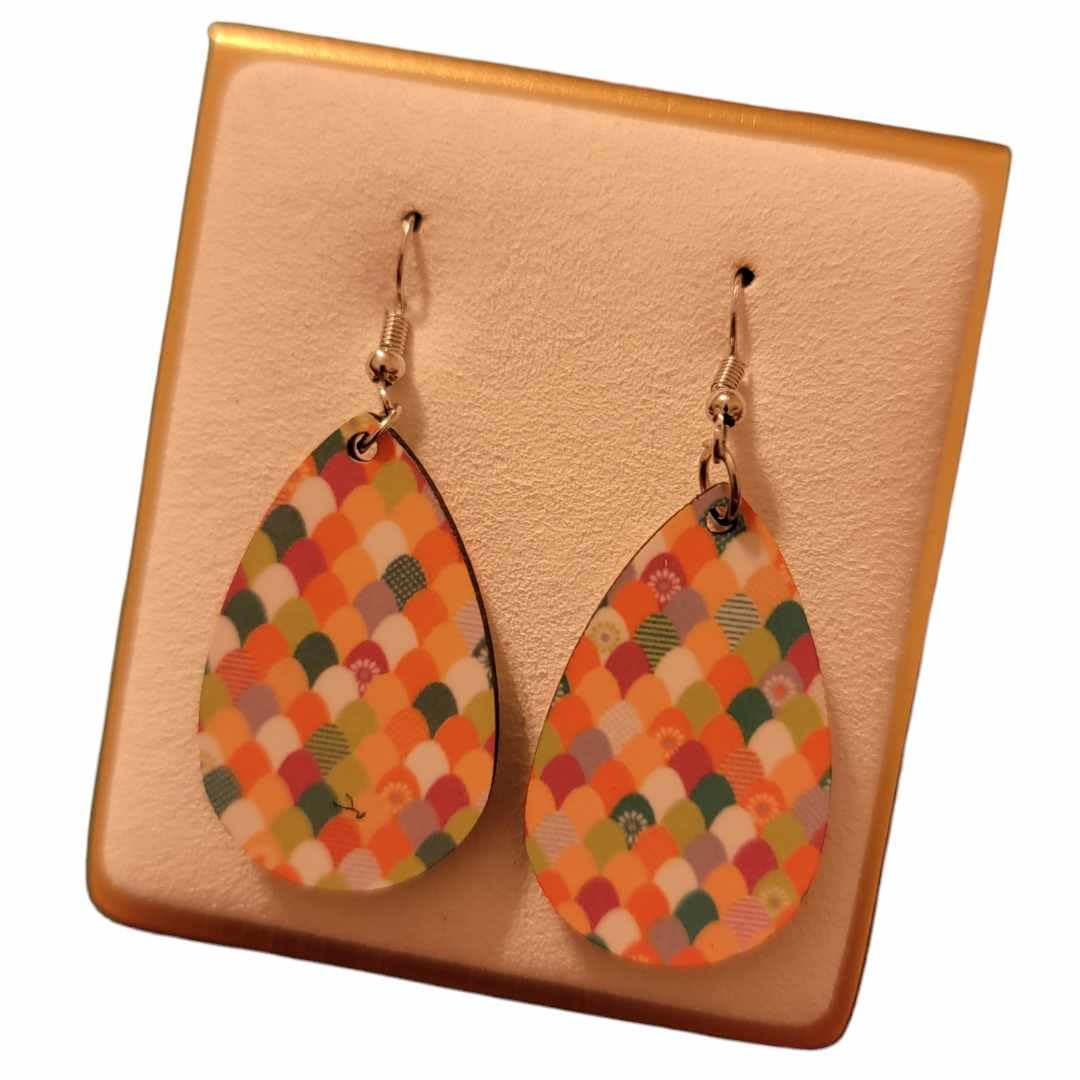 Easter Egg Wooden Teardrop Earrings