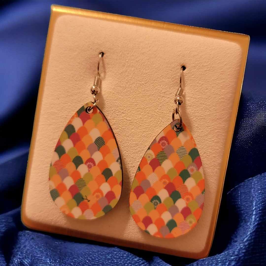 Easter Egg Wooden Teardrop Earrings
