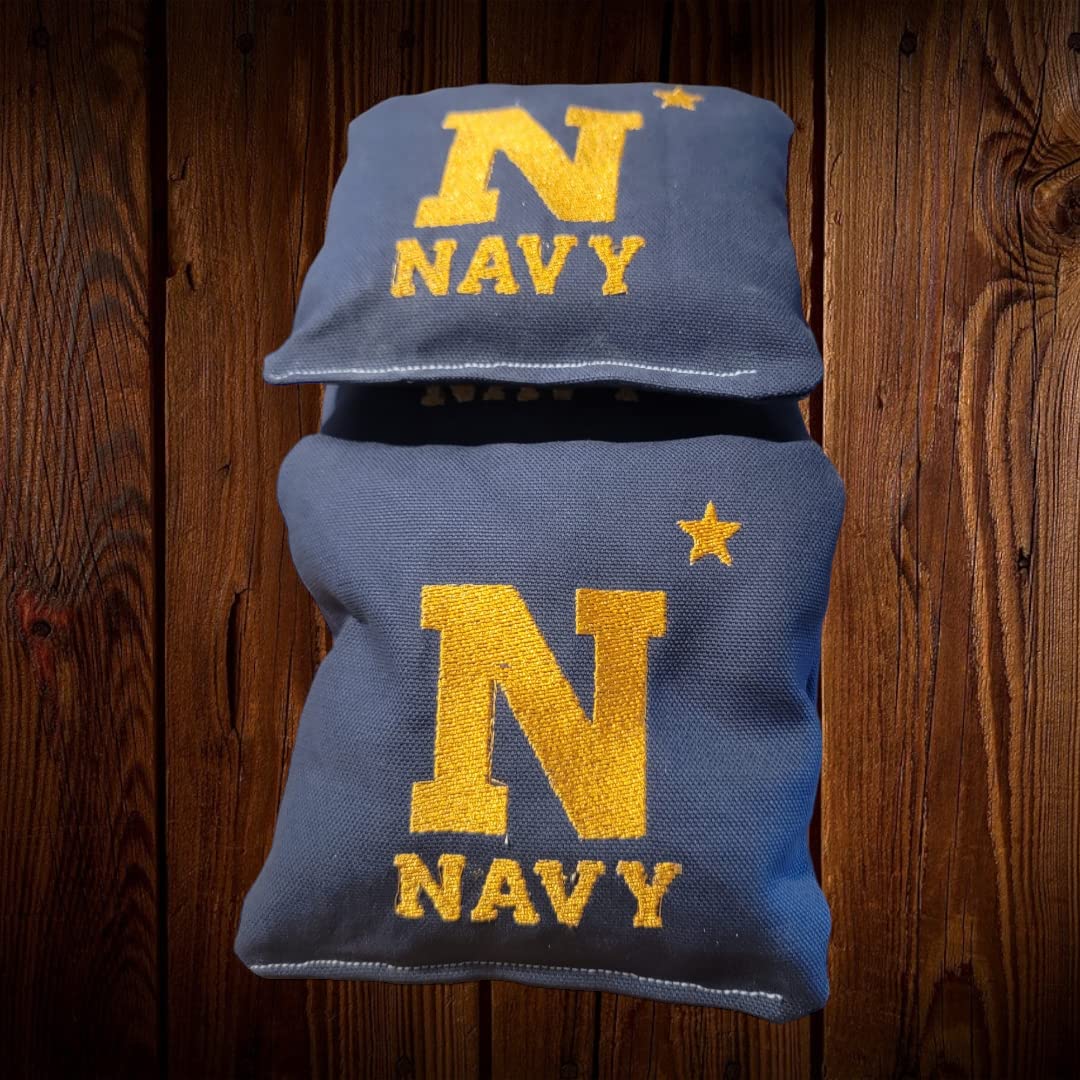 All Weather Navy Football Cornhole Bags (8 bags)