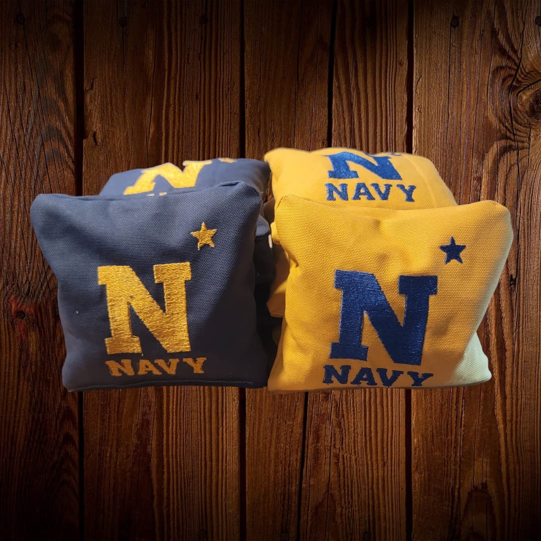 All Weather Navy Football Cornhole Bags (8 bags)