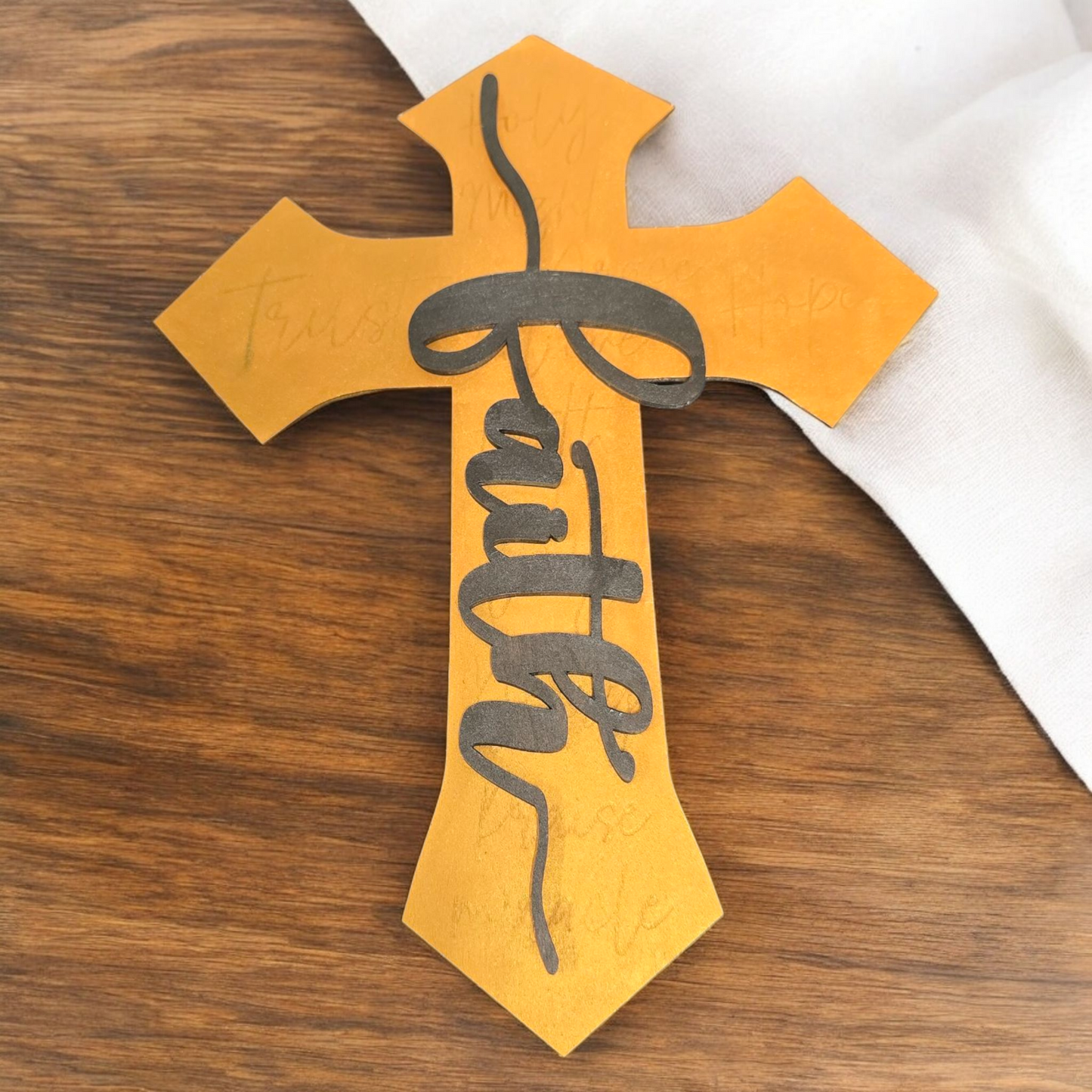 Handcrafted 12-Inch Wooden Faith Cross – Inspirational Wall Decor