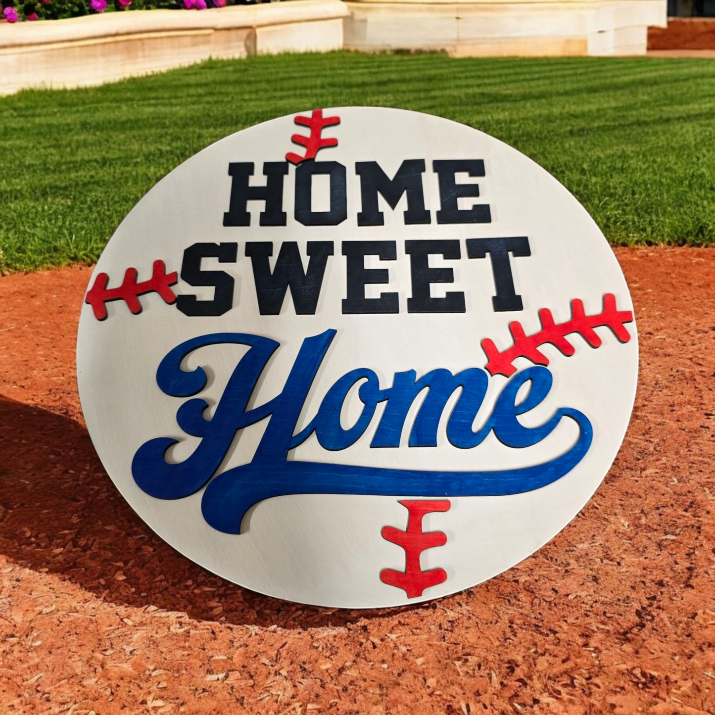 Baseball-Themed "Home Sweet Home" Sign – 12x12 Sports Decor