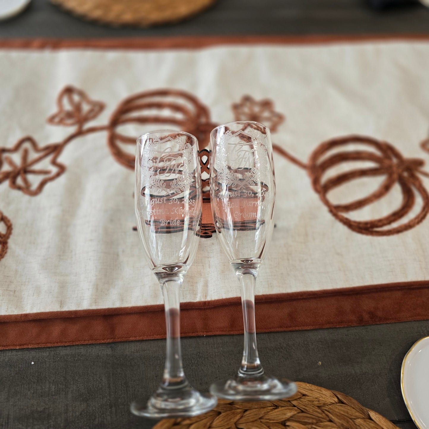 Etched Champagne Glasses