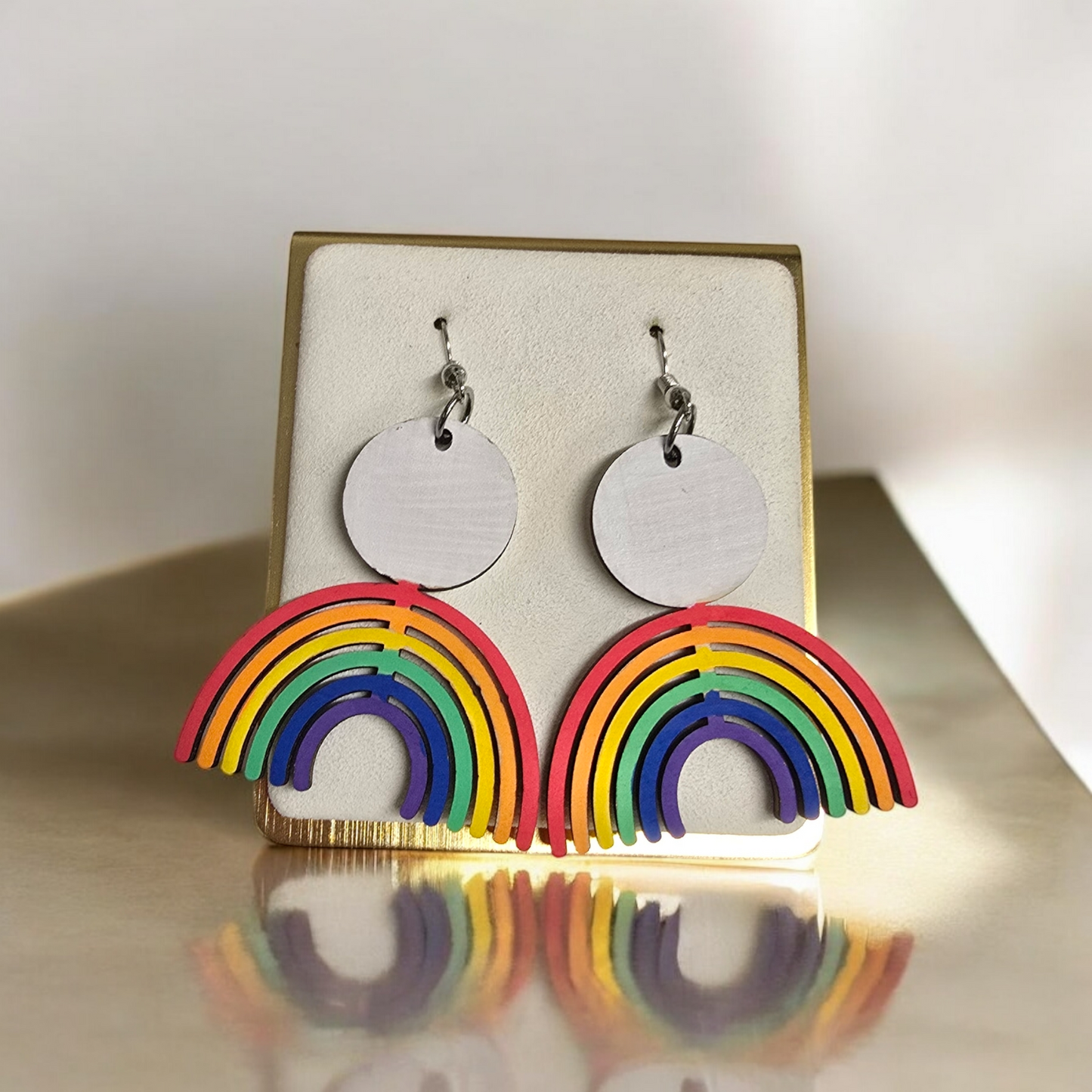 Handmade Rainbow Earrings – Colorful Wooden Statement Jewelry
