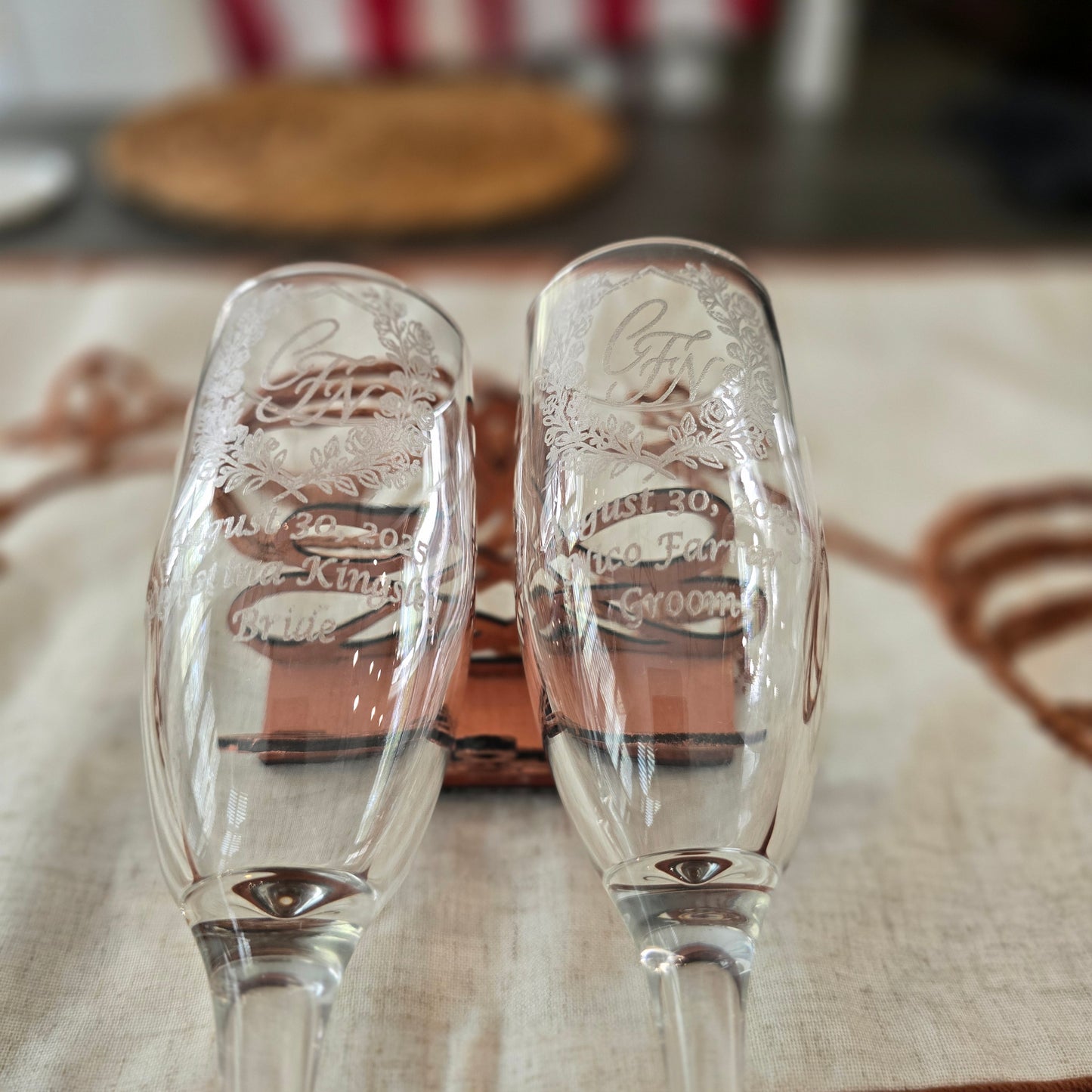 Etched Champagne Glasses