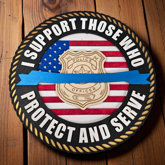 Police Department Handcrafted 3D Wooden Sign – 12"x12"