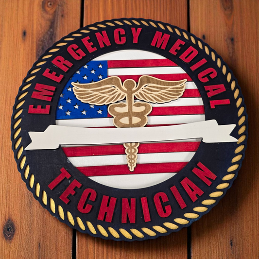 EMT Handcrafted 3D Wooden Sign – 12"x12"