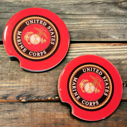 Marine Corps Car Coasters - Set of 2 Ceramic Coasters
