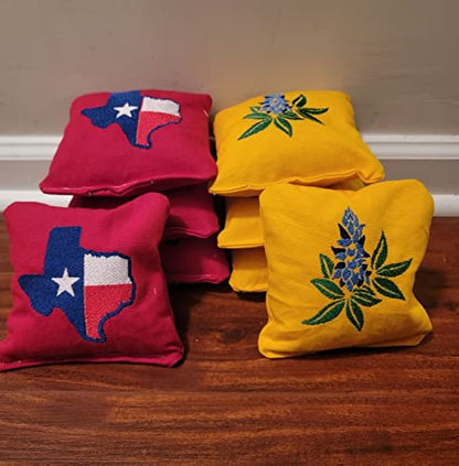 Texas State Flag and Flower Bluebonnets Cornhole Bags (8 bags)