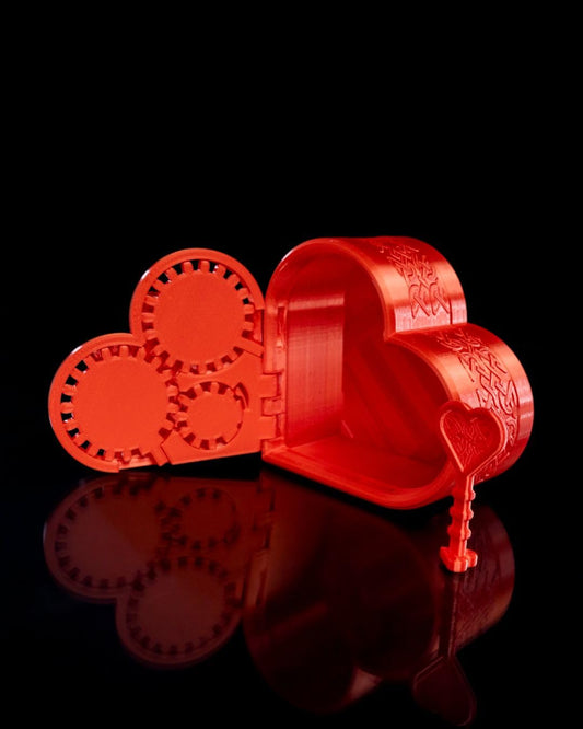 Heart Shaped Red Plastic Lock Box with Key