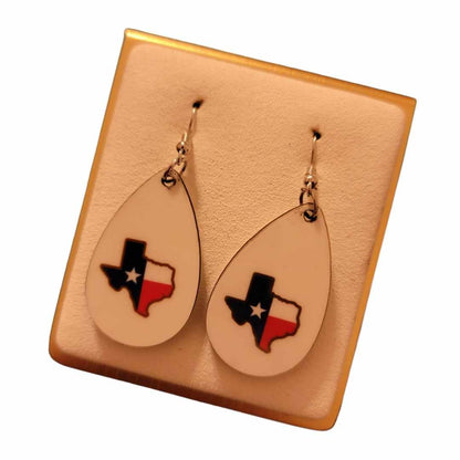 Texas Wooden Teardrop Earrings