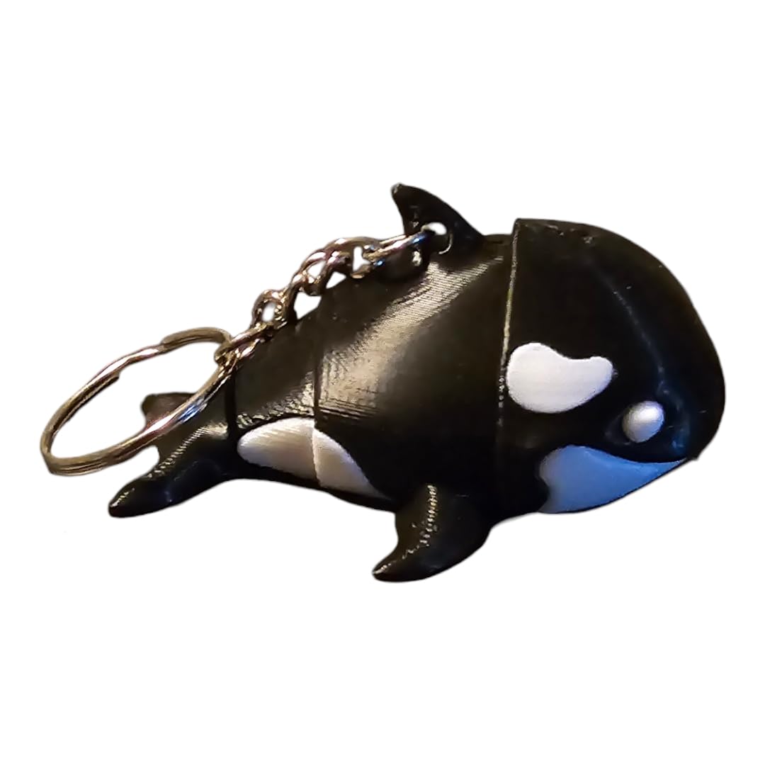 Orca Keychain, Wiggly Body, 2 Inches Wide