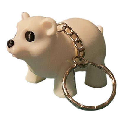 Polar Bear Keychain with Wiggle Legs, 2 inches, Metal Chain