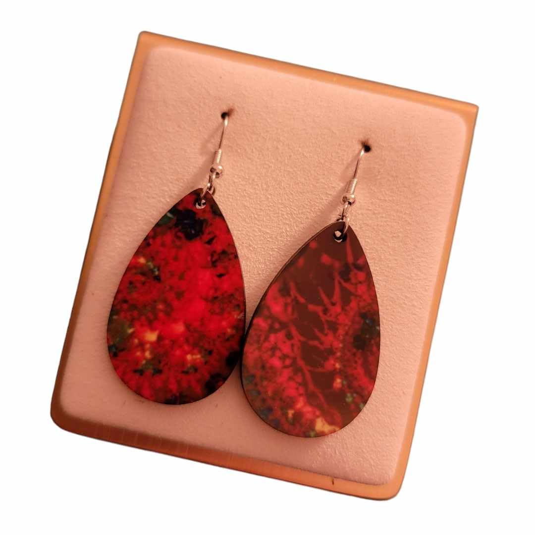 Tie Dye Wooden Teardrop Earrings