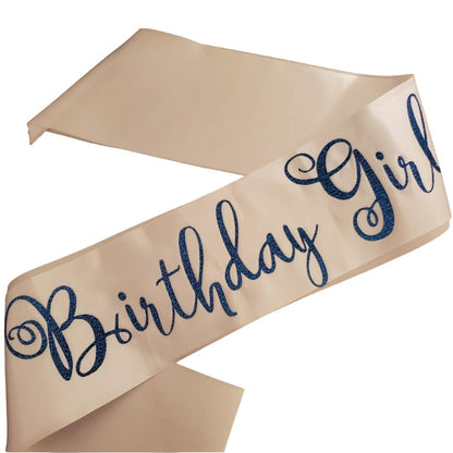 Birthday Girl Sash, White Satin, 80cm x 9.5cm, Party Supplies Decorations