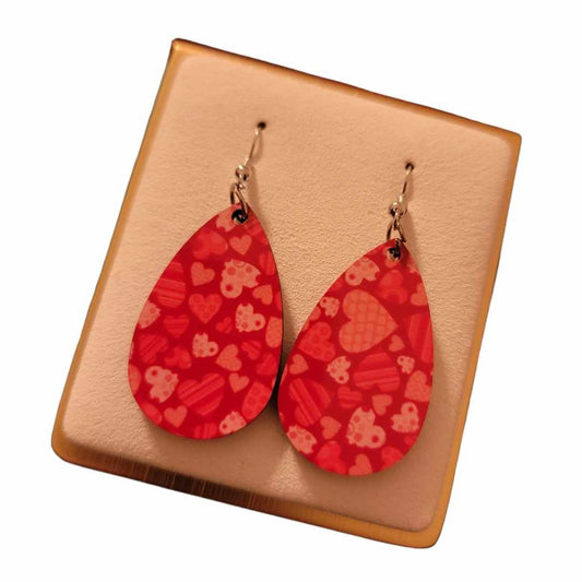 Valentine's Day Wooden Teardrop Earrings