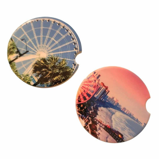 Myrtle Beach Car Coasters - Set of 2 Ceramic Coasters