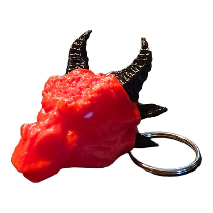 Dragon Head Keychain, Red and Black, 2 Inches Wide