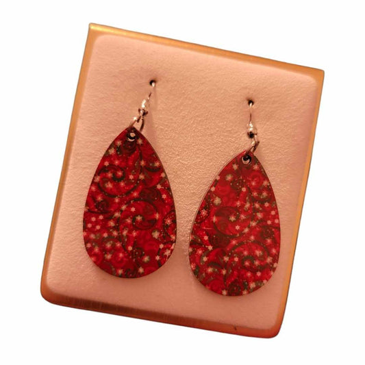 Christmas Wooden Teardrop Earrings