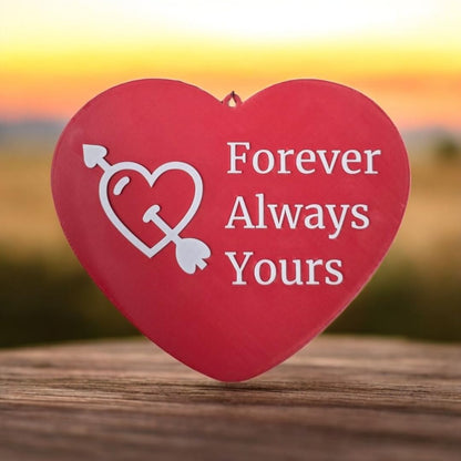 Forever Always Yours Heart Wall Hanging, 8 Inches Wide, Red