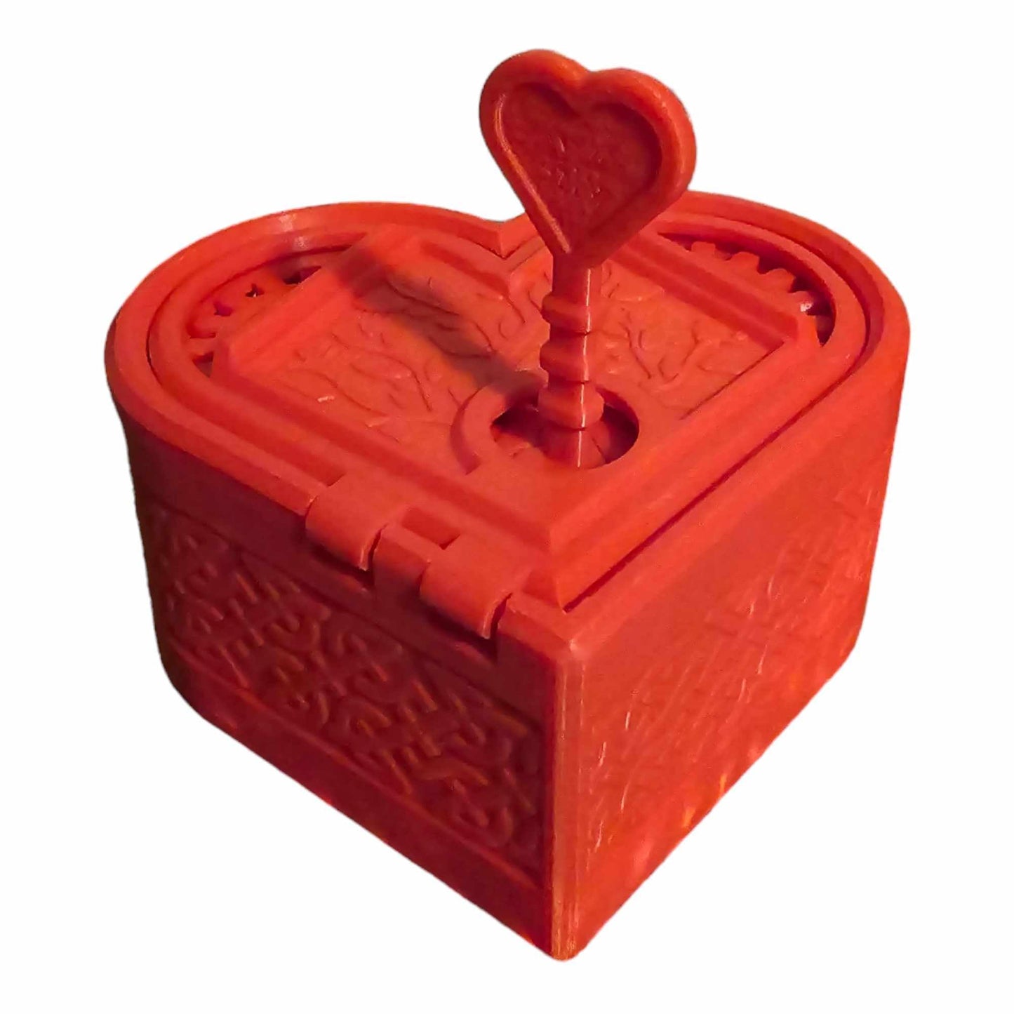 Heart Shaped Red Plastic Lock Box with Key