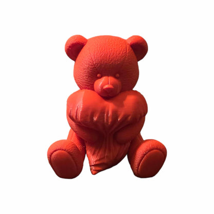 3D Printed Red Bear Holding Heart, Cute Baby Teddy Bear Figurines, Decorative Gifts for Kids and Adults