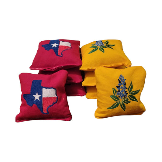 All Weather Texas State Flag and Flower Bluebonnets Cornhole Bags (8 bags)