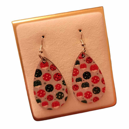 Christmas Ornament Wooden Teardrop Earrings