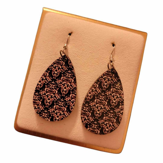 Black Wooden Teardrop Earrings