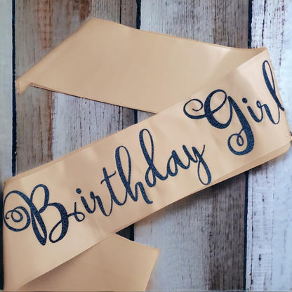 Birthday Girl Sash, White Satin, 80cm x 9.5cm, Party Supplies Decorations