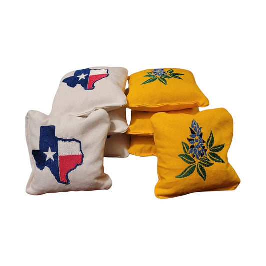 All Weather Texas State Flag and Flower Bluebonnets Cornhole Bags (8 bags)