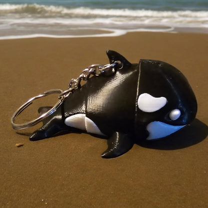 Orca Keychain, Wiggly Body, 2 Inches Wide