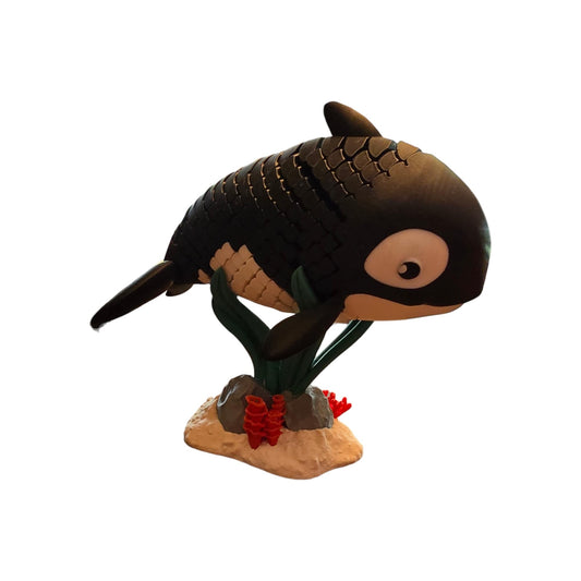 Wiggling Orca Figurine on Stand, Approximately 6 Inches Wide