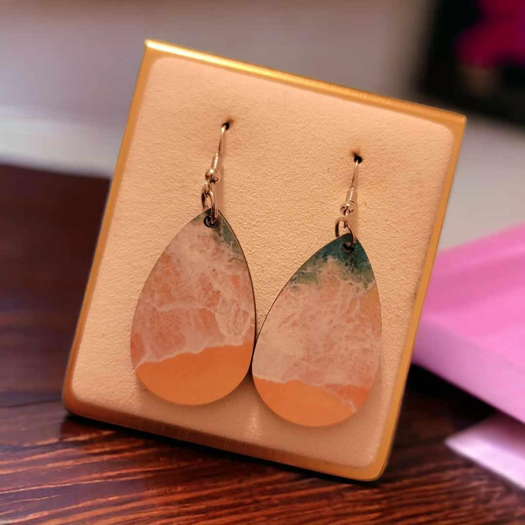 Beach Wooden Teardrop Earrings