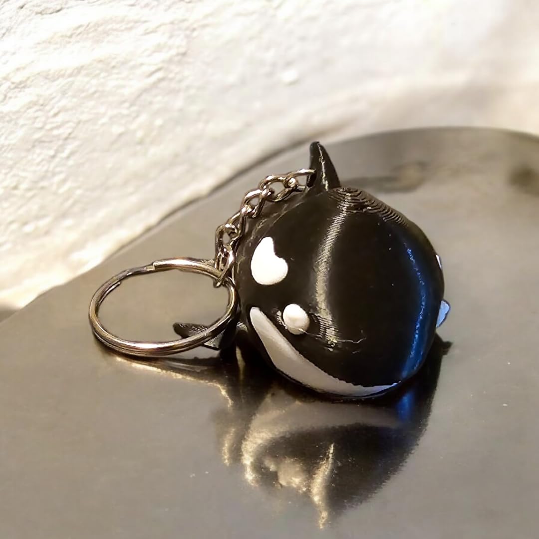 Orca Keychain, Wiggly Body, 2 Inches Wide