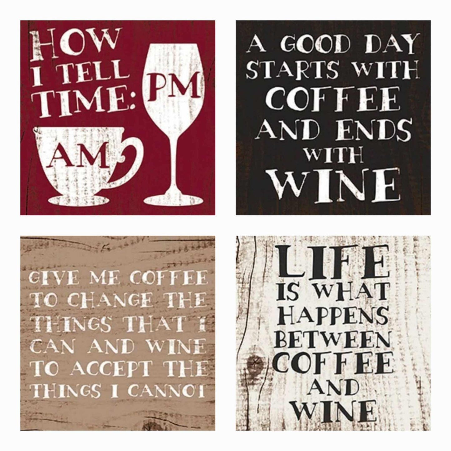 How I Tell Time Coasters - Set of 4 (Coffee, Tea, Wine)