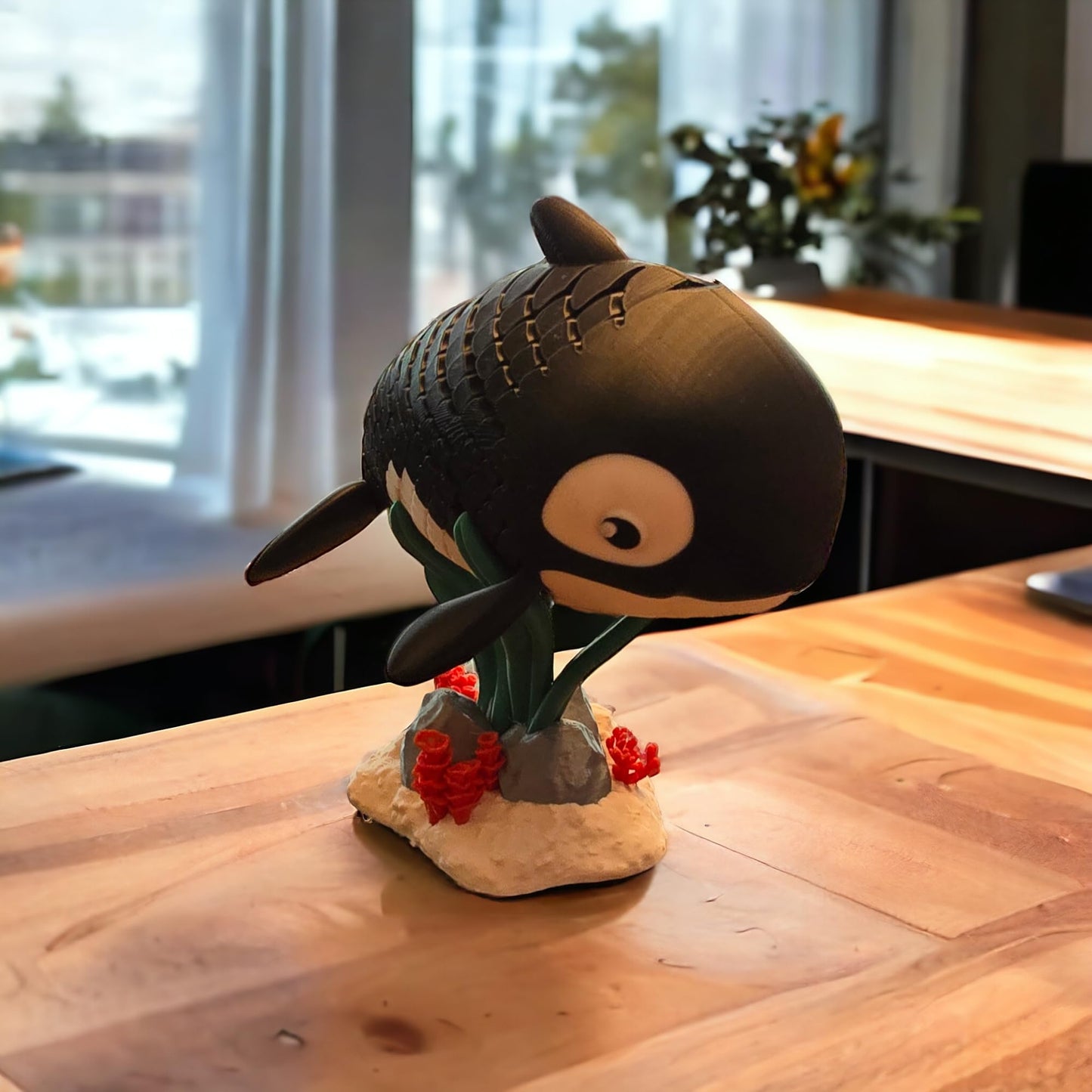 Wiggling Orca Figurine on Stand, Approximately 6 Inches Wide