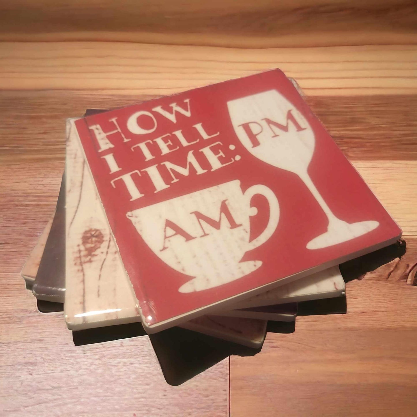 How I Tell Time Coasters - Set of 4 (Coffee, Tea, Wine)