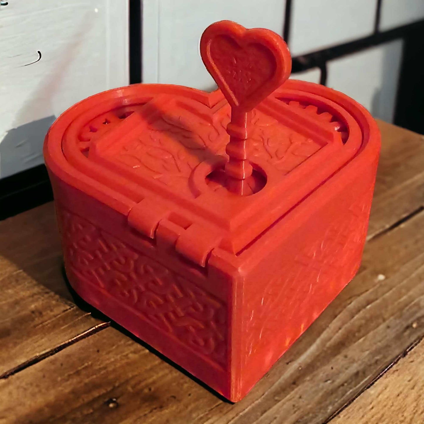 Heart Shaped Red Plastic Lock Box with Key