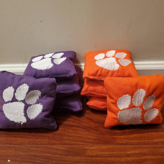 All Weather Clemson Embroidery Cornhole Bags (8 bags)