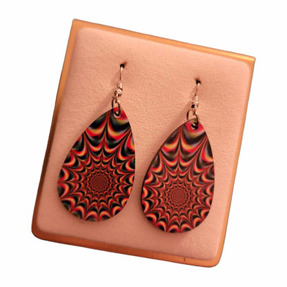 Tie Dye Wooden Teardrop Earrings