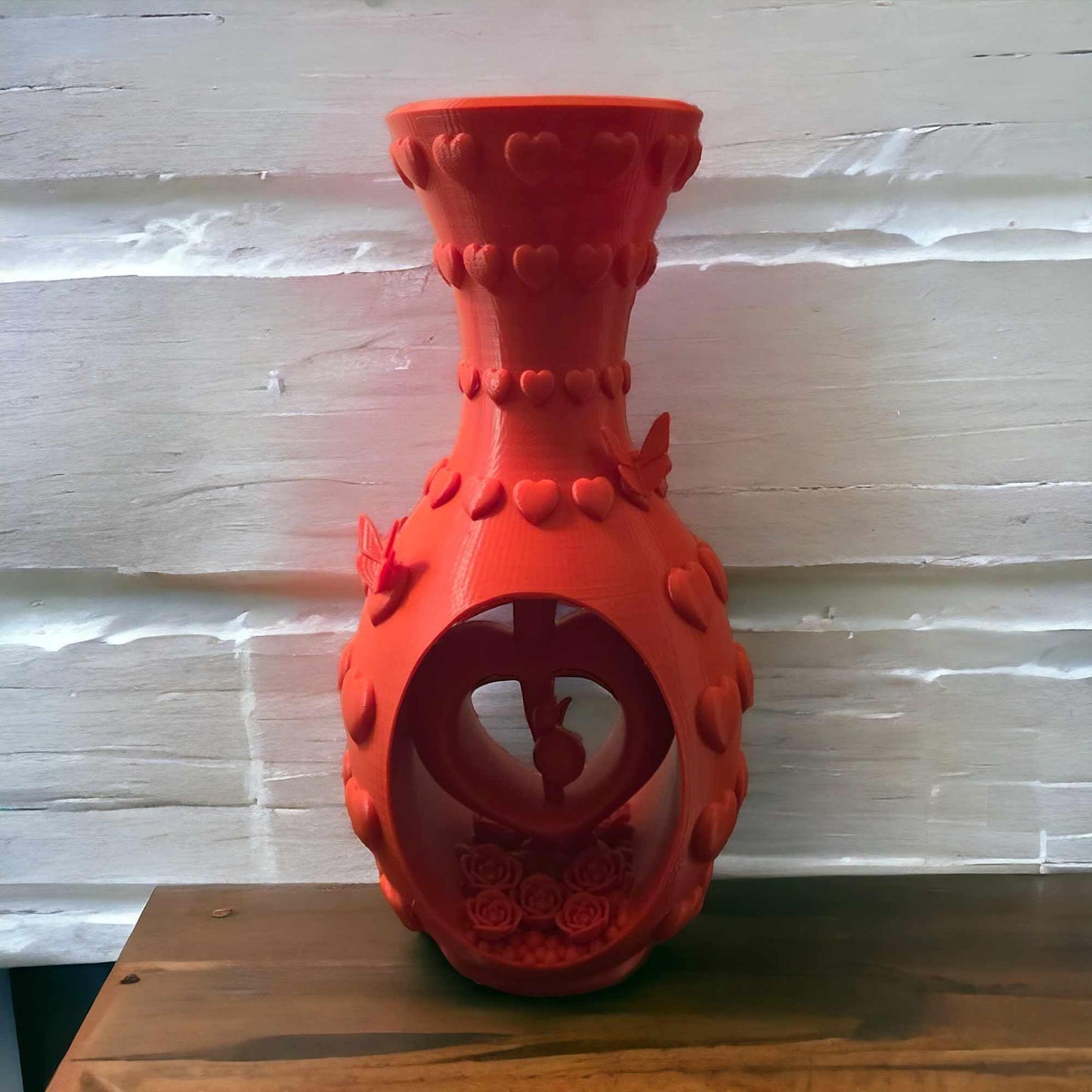 Red 3D Printed Heart Shape Flower Vase *Flowers in photo not included just for show