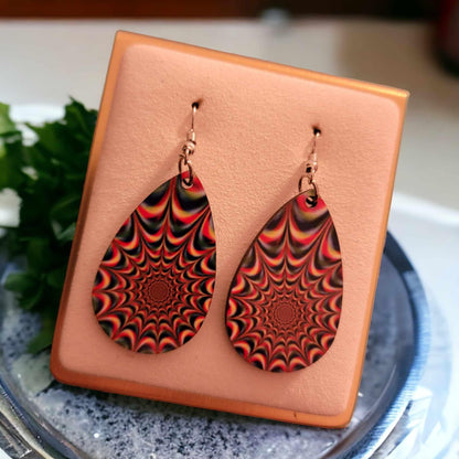 Tie Dye Wooden Teardrop Earrings