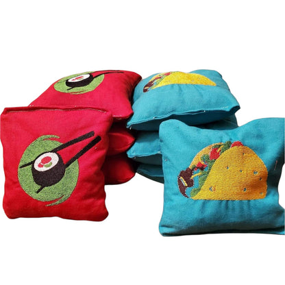 Taco vs Sushi Cornhole Bags (8 bags)