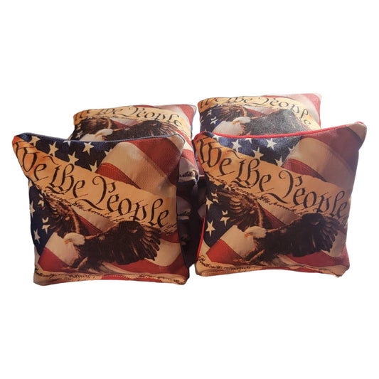 All Weather We the People American Flag Style Cornhole Bags (8 bags)