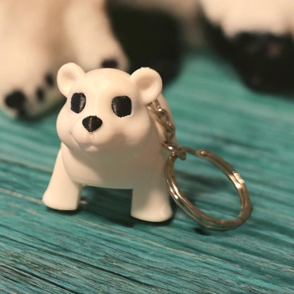 Polar Bear Keychain with Wiggle Legs, 2 inches, Metal Chain