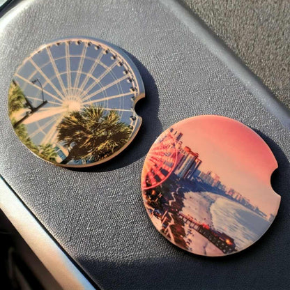 Myrtle Beach Car Coasters - Set of 2 Ceramic Coasters