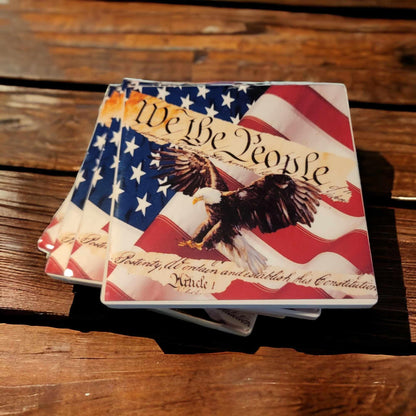 American Flag Style Coasters - Set of 4