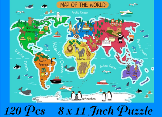 Map of the World Sublimated 120-Piece Puzzle