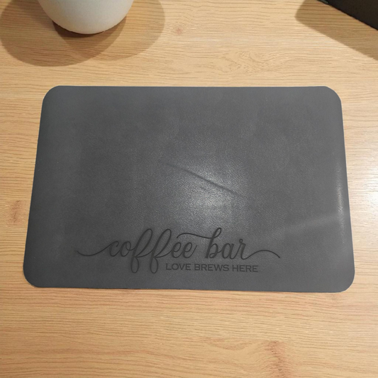 Coffee Bar Mat – Engraved Design, 12"x19"